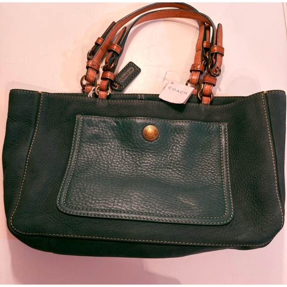COACH Chelsea Nubuck leather Green Tote Purse Bag‎ C04S-9393 Vintage New W Tags - Picture 2 of 10